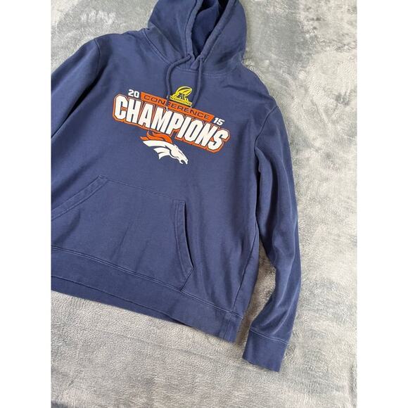 Denver Broncos 2015 Conference Champions Hoodie Size XL/XG Blue NFL - Picture 5 of 9